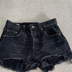 Levi's Black Frayed Jean Shorts